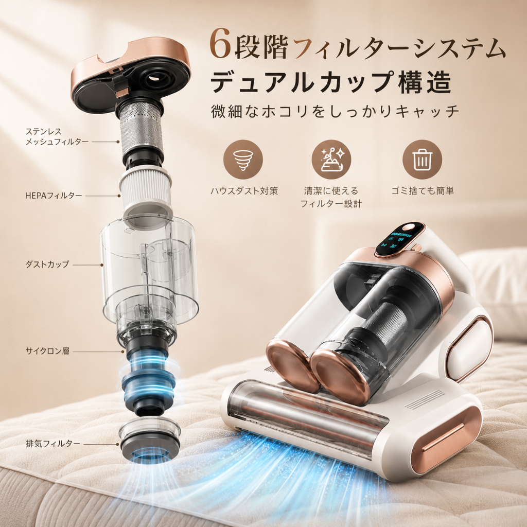 KUMORA™ UV除菌ダニクリーナー強力吸引・ダニ除去ベッド掃除機